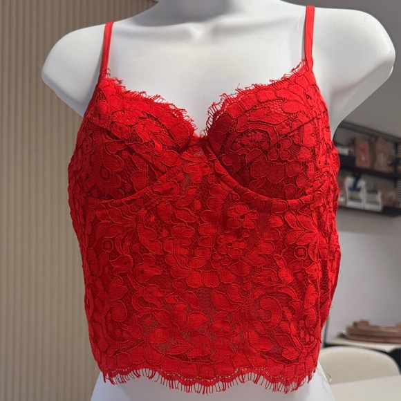 Bebe Red Lace Bustier Top - Picture 1 of 16